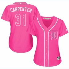 Women's Majestic Detroit Tigers #31 Ryan Carpenter Authentic Pink Fashion Cool Base MLB Jersey