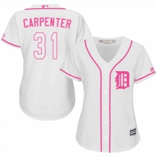 Women's Majestic Detroit Tigers #31 Ryan Carpenter Replica White Fashion Cool Base MLB Jersey