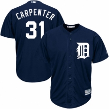 Youth Majestic Detroit Tigers #31 Ryan Carpenter Authentic Navy Blue Alternate Cool Base MLB Jersey