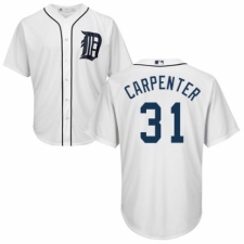 Youth Majestic Detroit Tigers #31 Ryan Carpenter Replica White Home Cool Base MLB Jersey