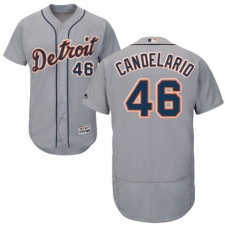 Men's Majestic Detroit Tigers #46 Jeimer Candelario Grey Road Flex Base Authentic Collection MLB Jersey