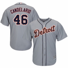 Men's Majestic Detroit Tigers #46 Jeimer Candelario Replica Grey Road Cool Base MLB Jersey