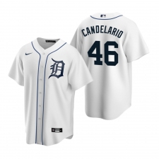 Men's Nike Detroit Tigers #46 Jeimer Candelario White Home Stitched Baseball Jersey