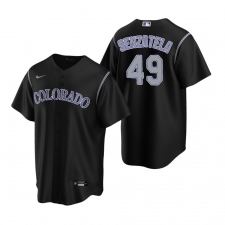 Men's Nike Colorado Rockies #49 Antonio Senzatela Black Alternate Stitched Baseball Jersey