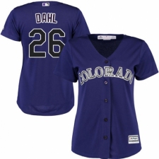Women's Majestic Colorado Rockies #26 David Dahl Authentic Purple Alternate 1 Cool Base MLB Jersey