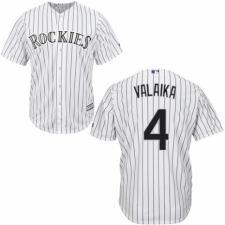 Youth Majestic Colorado Rockies #4 Pat Valaika Authentic White Home Cool Base MLB Jersey