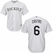 Youth Majestic Colorado Rockies #6 Daniel Castro Authentic White Home Cool Base MLB Jersey