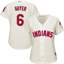 Women's Majestic Cleveland Indians #6 Brandon Guyer Replica Cream Alternate 2 Cool Base MLB Jersey