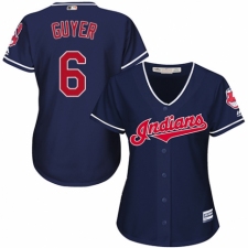 Women's Majestic Cleveland Indians #6 Brandon Guyer Replica Navy Blue Alternate 1 Cool Base MLB Jersey