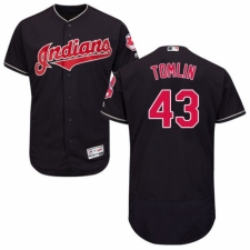 Men's Majestic Cleveland Indians #43 Josh Tomlin Navy Blue Alternate Flex Base Authentic Collection MLB Jersey