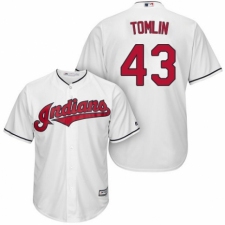 Men's Majestic Cleveland Indians #43 Josh Tomlin Replica White Home Cool Base MLB Jersey