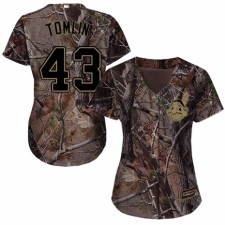 Women's Majestic Cleveland Indians #43 Josh Tomlin Authentic Camo Realtree Collection Flex Base MLB Jersey