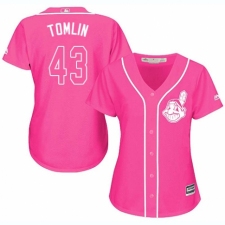 Women's Majestic Cleveland Indians #43 Josh Tomlin Authentic Pink Fashion Cool Base MLB Jersey