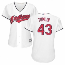 Women's Majestic Cleveland Indians #43 Josh Tomlin Replica White Home Cool Base MLB Jersey