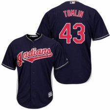 Youth Majestic Cleveland Indians #43 Josh Tomlin Authentic Navy Blue Alternate 1 Cool Base MLB Jersey