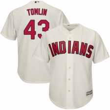 Youth Majestic Cleveland Indians #43 Josh Tomlin Replica Cream Alternate 2 Cool Base MLB Jersey