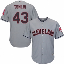 Youth Majestic Cleveland Indians #43 Josh Tomlin Replica Grey Road Cool Base MLB Jersey
