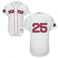 Men's Majestic Boston Red Sox #25 Tony Conigliaro White Home Flex Base Authentic Collection 2018 World Series Champions MLB Jersey