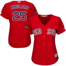 Women's Majestic Boston Red Sox #25 Tony Conigliaro Authentic Red Alternate Home 2018 World Series Champions MLB Jersey