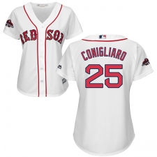 Women's Majestic Boston Red Sox #25 Tony Conigliaro Authentic White Home 2018 World Series Champions MLB Jersey