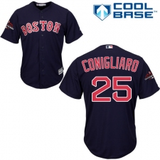Youth Majestic Boston Red Sox #25 Tony Conigliaro Authentic Navy Blue Alternate Road Cool Base 2018 World Series Champions MLB Jersey
