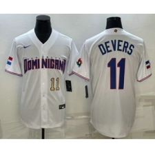 Mens Dominican Republic Baseball #11 Rafael Devers Number 2023 White World Baseball Classic Stitched Jersey