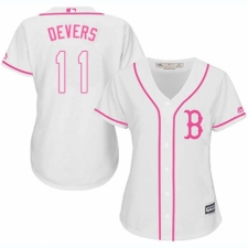 Women's Majestic Boston Red Sox #11 Rafael Devers Replica White Fashion MLB Jersey
