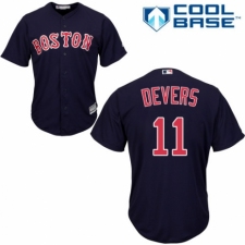 Youth Majestic Boston Red Sox #11 Rafael Devers Replica Navy Blue Alternate Road Cool Base MLB Jersey