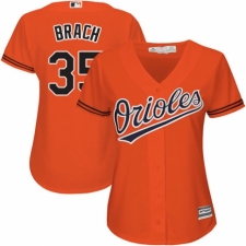 Women's Majestic Baltimore Orioles #35 Brad Brach Authentic Orange Alternate Cool Base MLB Jersey