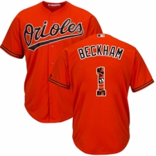 Men's Majestic Baltimore Orioles #1 Tim Beckham Authentic Orange Team Logo Fashion Cool Base MLB Jersey