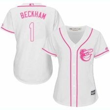Women's Majestic Baltimore Orioles #1 Tim Beckham Authentic White Fashion Cool Base MLB Jersey