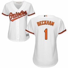 Women's Majestic Baltimore Orioles #1 Tim Beckham Authentic White Home Cool Base MLB Jersey