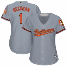 Women's Majestic Baltimore Orioles #1 Tim Beckham Replica Grey Road Cool Base MLB Jersey