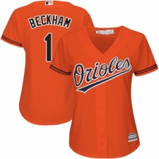 Women's Majestic Baltimore Orioles #1 Tim Beckham Replica Orange Alternate Cool Base MLB Jersey