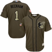 Youth Majestic Baltimore Orioles #1 Tim Beckham Authentic Green Salute to Service MLB Jersey