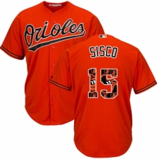 Men's Majestic Baltimore Orioles #15 Chance Sisco Authentic Orange Team Logo Fashion Cool Base MLB Jersey