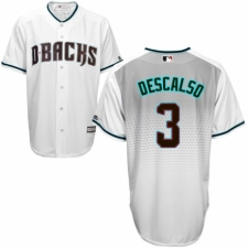 Men's Majestic Arizona Diamondbacks #3 Daniel Descalso Authentic White/Capri Cool Base MLB Jersey