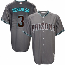 Men's Majestic Arizona Diamondbacks #3 Daniel Descalso Replica Gray/Turquoise Cool Base MLB Jersey