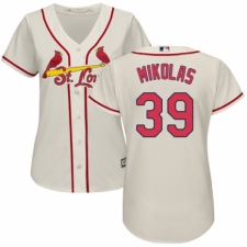 Women's Majestic St. Louis Cardinals #39 Miles Mikolas Replica Cream Alternate Cool Base MLB Jersey