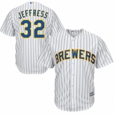 Youth Majestic Milwaukee Brewers #32 Jeremy Jeffress Authentic White Home Cool Base MLB Jersey