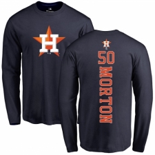 MLB Nike Houston Astros #50 Charlie Morton Navy Blue Backer Long Sleeve T-Shirt