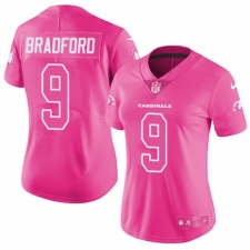 Women's Nike Arizona Cardinals #9 Sam Bradford Limited Pink Rush Fashion NFL Jersey