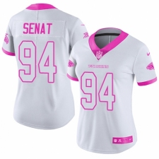 Women's Nike Atlanta Falcons #94 Deadrin Senat Limited White/Pink Rush Fashion NFL Jersey