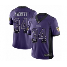 Men's Baltimore Ravens #34 Anthony Averett Limited Purple Rush Drift Fashion Football Jersey