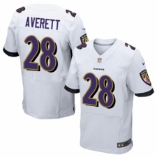 Men's Nike Baltimore Ravens #28 Anthony Averett Elite White NFL Jersey