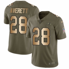 Men's Nike Baltimore Ravens #28 Anthony Averett Limited Olive/Gold Salute to Service NFL Jersey