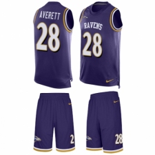Men's Nike Baltimore Ravens #28 Anthony Averett Limited Purple Tank Top Suit NFL Jersey