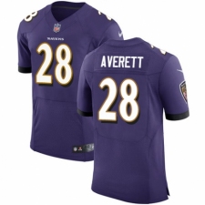 Men's Nike Baltimore Ravens #28 Anthony Averett Purple Team Color Vapor Untouchable Elite Player NFL Jersey