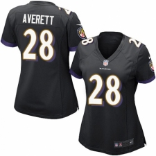 Women's Nike Baltimore Ravens #28 Anthony Averett Game Black Alternate NFL Jersey