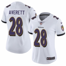 Women's Nike Baltimore Ravens #28 Anthony Averett White Vapor Untouchable Limited Player NFL Jersey